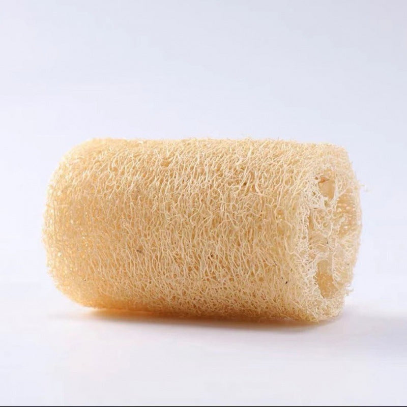 Alojalife-Natural Short Wooden Handle Natural Loofah Sponges-Primary Colour