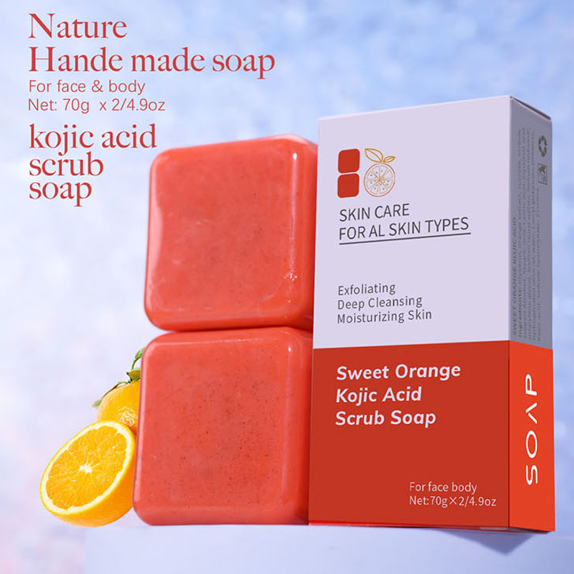 Alojalife-Natural Orange Kojic Acid Scrub Soap (2 Pack)-Orange Color-Product Benefits