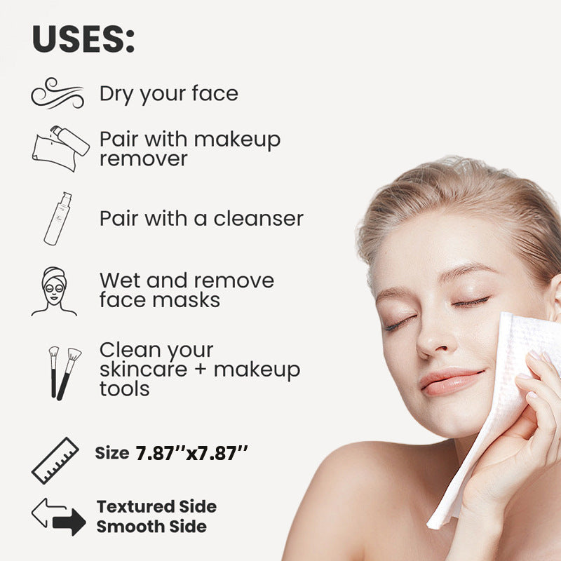 100% Natural Biodegradable Cotton Bagged Face Towel (80Ct)