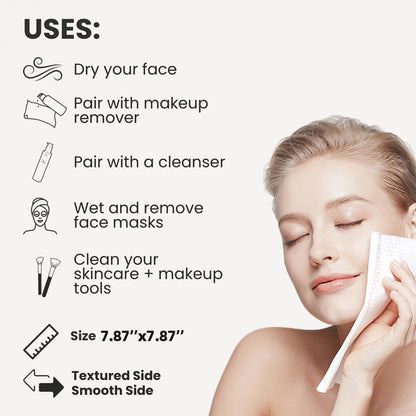 100% Natural Biodegradable Cotton Bagged Face Towel (80Ct)
