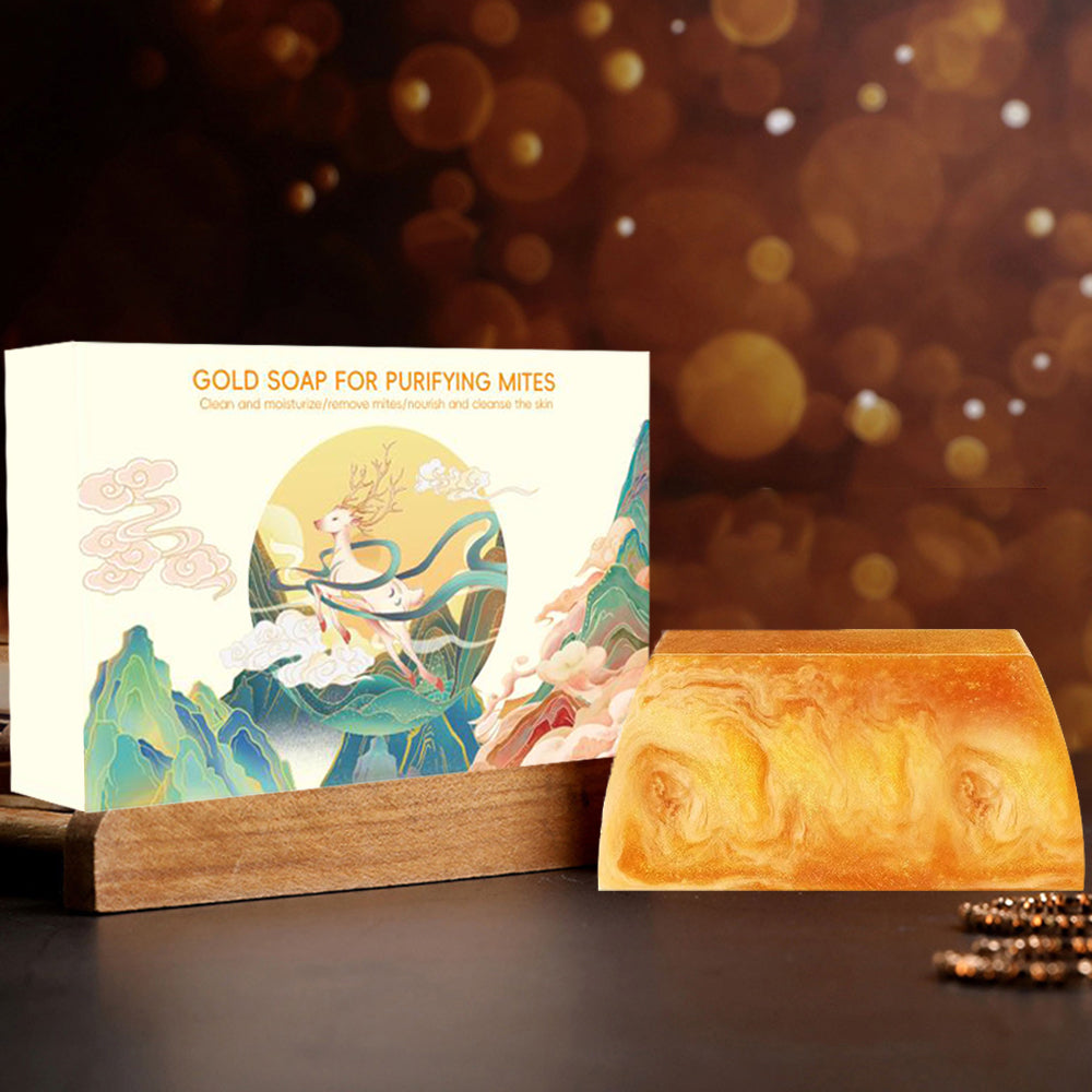 Gold 24K Essential Oil Soap For Purifying Mites (Gift Set)