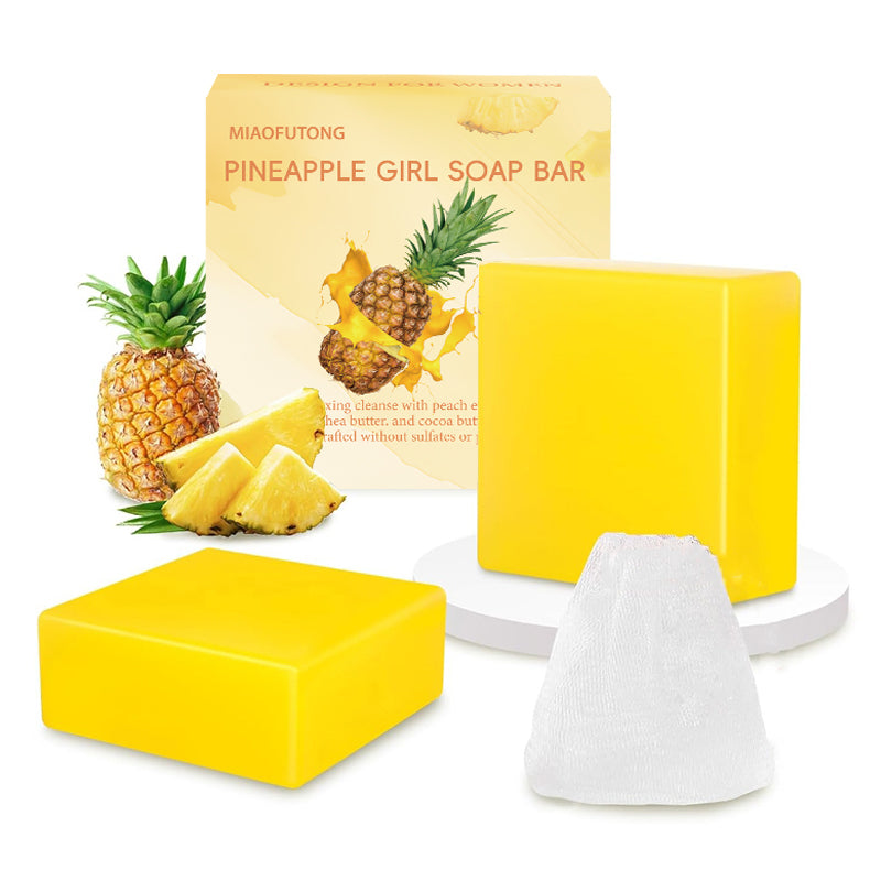 Natural Organic Pineapple Yoni Soap Bars with Foaming Net