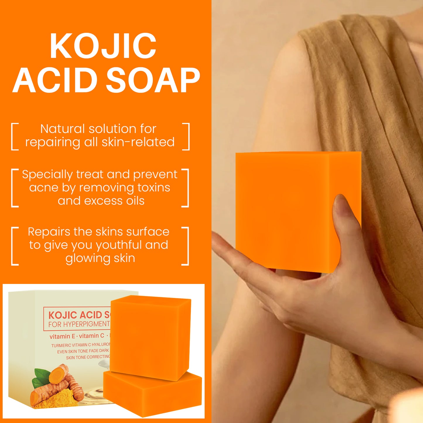 Turmeric Kojic Acid Handmade Soap (2 Pack)