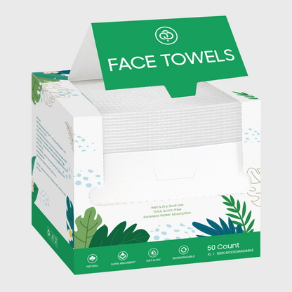 Alojalife-100% Natural Biodegradable Cotton Face Towels (XL, 50Ct)-Product Images