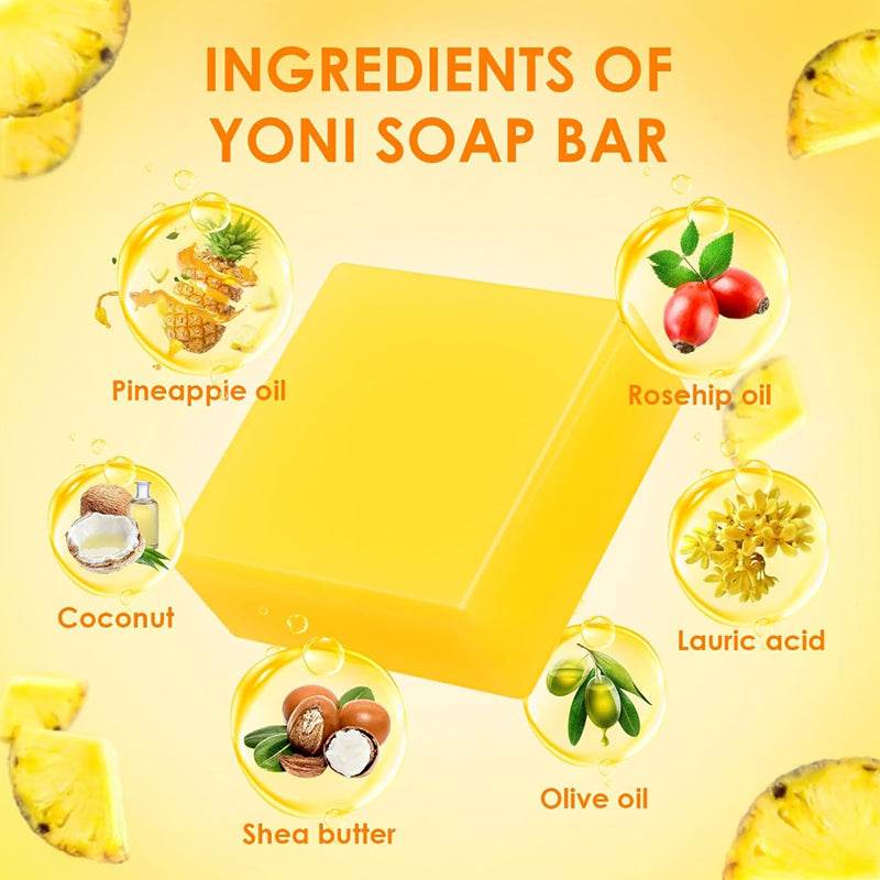 Natural Organic Pineapple Yoni Soap Bars with Foaming Net