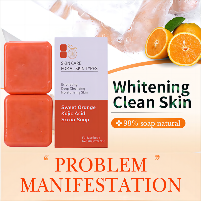 Orange Kojic Acid Scrub Soap (2 Pack)
