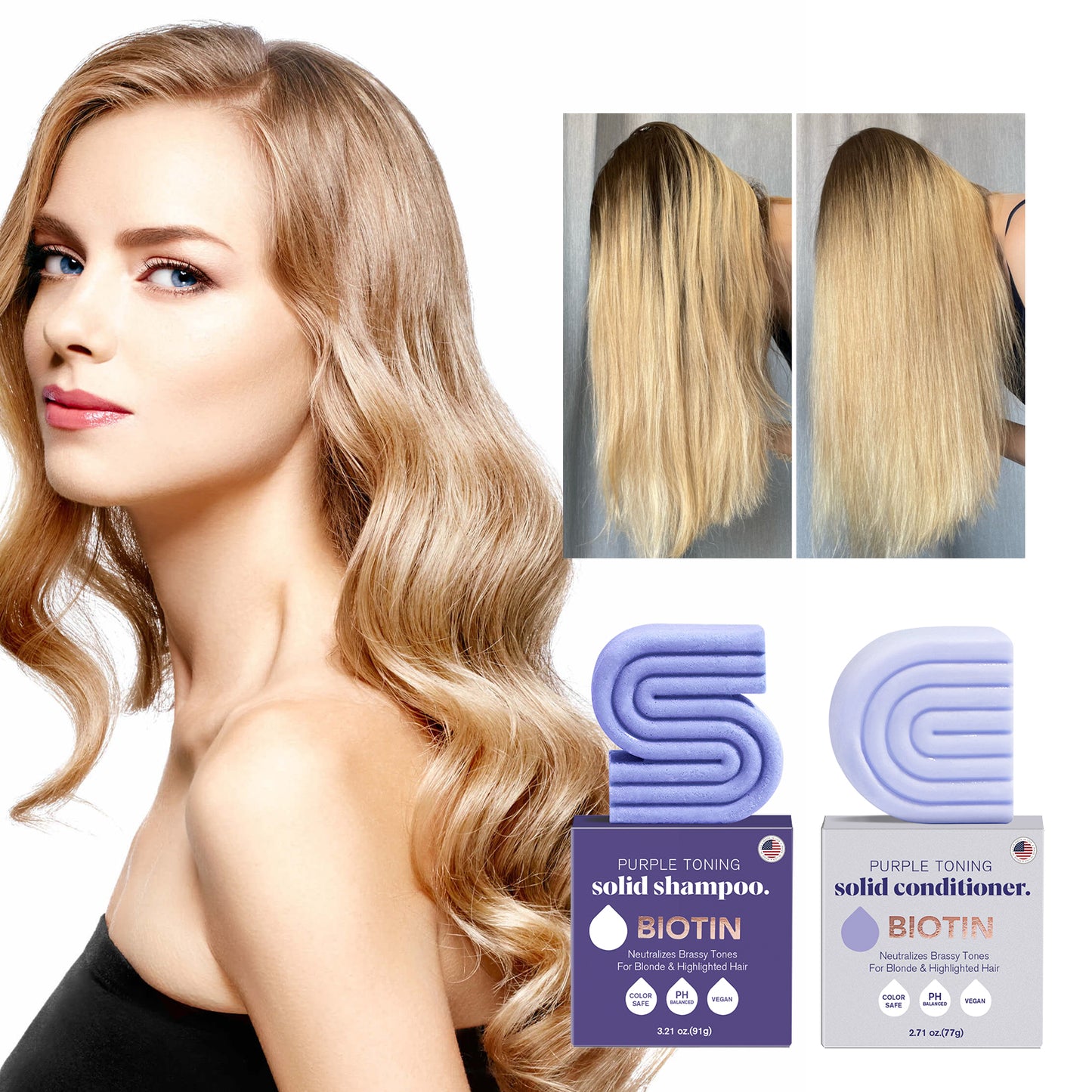 Purple Toning Shampoo & Conditioner Combo for Color-Treated & Grey Hair
