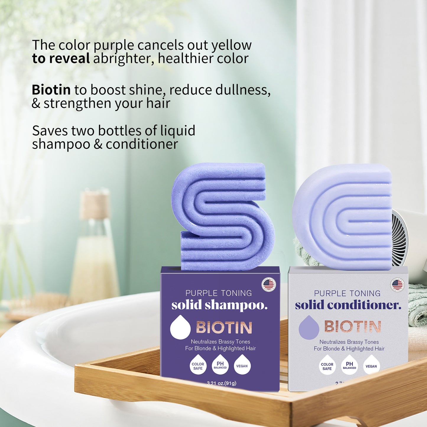 Purple Toning Shampoo & Conditioner Combo for Color-Treated & Grey Hair