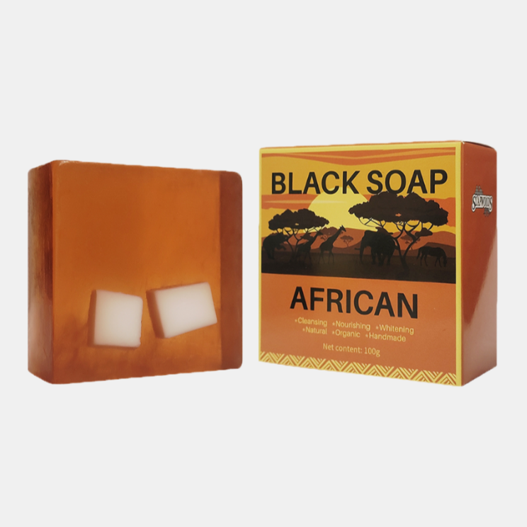Alojalife-African Black Soap for Troubled Skin Cleanser-Brown Color-With foaming net-Product Images