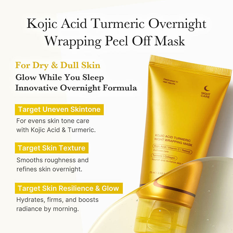 Alojalife-Kojic Acid Tumeric Overnight Peel Off Facial Mas-With free brush-Product Benefits