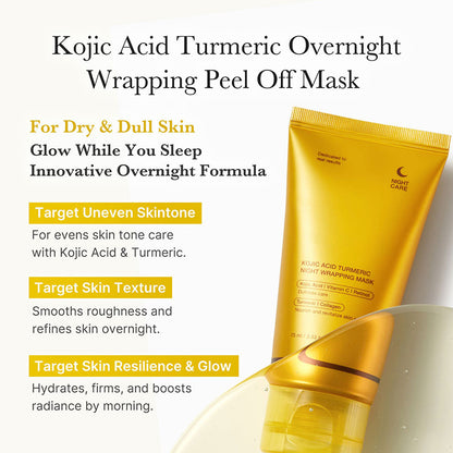 Alojalife-Kojic Acid Tumeric Overnight Peel Off Facial Mas-With free brush-Product Benefits