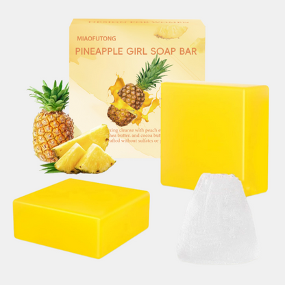 Alojalife-Natural Organic Pineapple Yoni Soap Bars with Foaming Net-Gold Color-Product Images