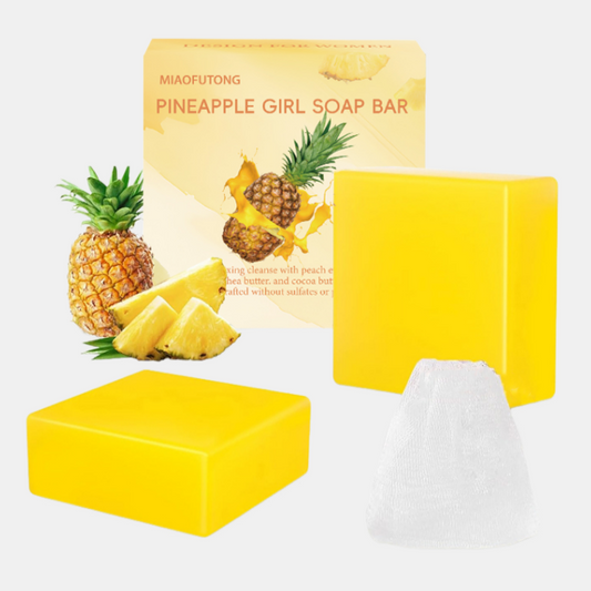 Alojalife-Natural Organic Pineapple Yoni Soap Bars with Foaming Net-Gold Color-Product Images