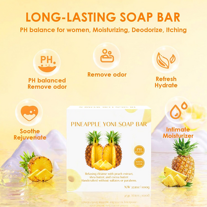 Alojalife-Natural Organic Pineapple Yoni Soap Bars with Foaming Net-Gold Color-Product Benefits