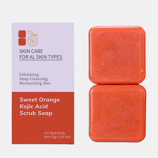 Alojalife-Natural Orange Kojic Acid Scrub Soap (2 Pack)-Orange Color-Product Images