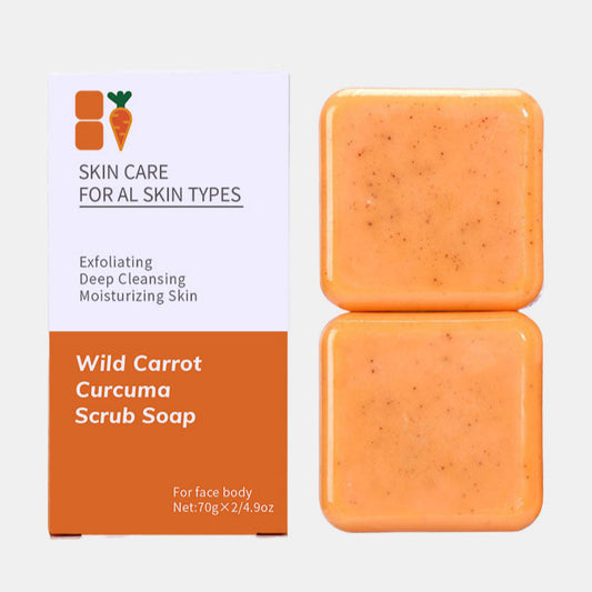 Alojalife-Natural Wild Carrot Kojic Acid Scrub Soap (2 Pack)-Yellow Color-Product Images