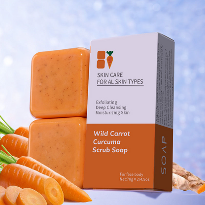 Alojalife-Natural Wild Carrot Kojic Acid Scrub Soap (2 Pack)-Yellow Color-Product Images