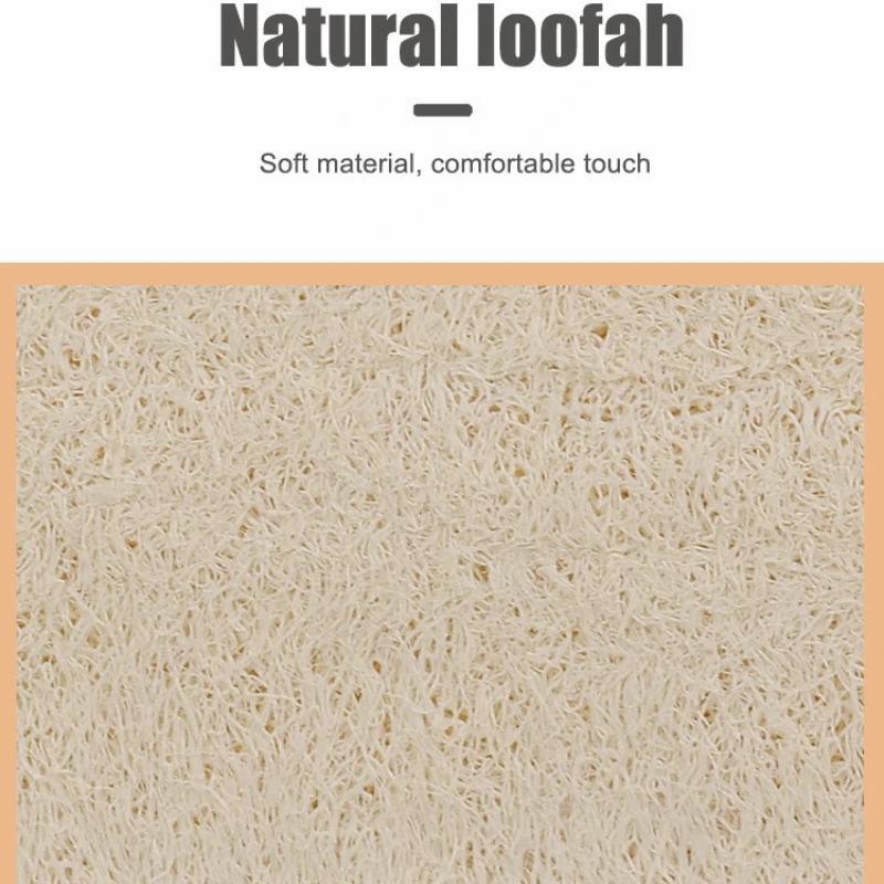 Short Wooden Handle Natural Loofah Sponges